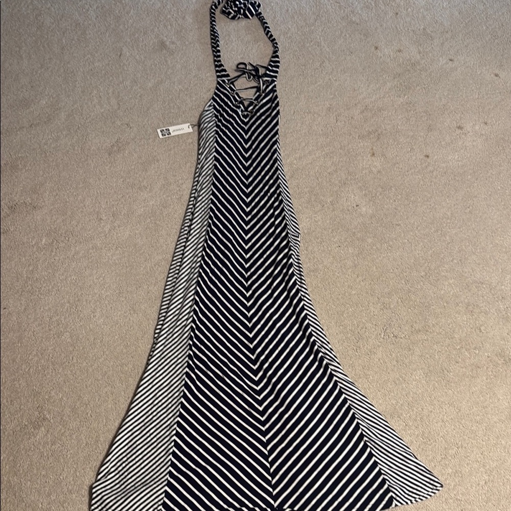 Brand New Black and White Halter Maxi Sundress
